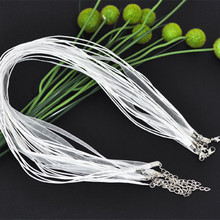 100 Pcs Wholesale Lobster Clasp Organza Ribbon Waxen Cord Necklace White Jewelry 43cm 2024 - buy cheap