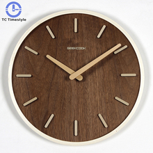 14-inch Japanese Home Quiet Clock Living Room Bedroom Simple Modern Decoration Hanging Watch Wooden Quartz Clock circular 2024 - buy cheap