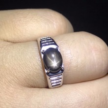 Anéis de estrela de safira natural, anéis masculinos com boa atmosfera de design, anel de prata 925 pode ser personalizado 2024 - compre barato