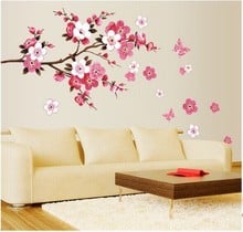 Adesivos de parede lindos e graciosos flor de pêssego, para sala de estar, quarto, tv, sofá, decalques para casa, mural adesivo de parede 2024 - compre barato