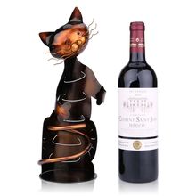 Escultura de hierro en forma de gato soporte de vino estante de vino escultura de Metal escultura práctica decoración del hogar artesanías para decoración de interiores 2024 - compra barato