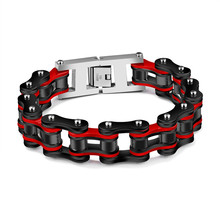 2019 Hot New Fashion Jewelry Stainless Steel Men's Bracelet Black and Red Bicycle Bracelet Super Wide 19MM Width Pulseira 2024 - buy cheap