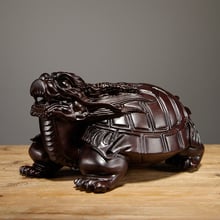 Ebony Carved Dragon Turtle Ornaments Solid Wood Beast Basaltic Car Home Accessories Living Room Feng Shui Crafts 2024 - buy cheap