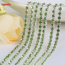 High Density Hot Sale 2/2.5/2.8/3mm Flatback Light Green Rhinestone Chain For Decor Craft Sewing Clothes Accessories 2024 - buy cheap