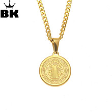 Collar de Cruz de acero inoxidable de Hip hop, medallón medalla, cadena cubana de 3mm y 24 pulgadas, dorado, CSSML, NDSMD 2024 - compra barato