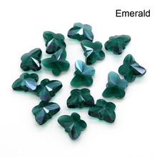 Wholesale 100pcs/lot Green Faceted Glass Crystal Beads Butterfly Charm Loose Spacer Beads 12X14mm Craft Bracelet DIY Beads 2024 - buy cheap