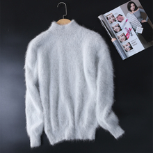 New genuine mink cashmere sweater women  mink cashmere pullovers with turtleneck collar free shipping S1935 2024 - buy cheap
