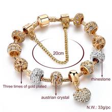 Подарок! Женские браслеты с кристаллами и сердечком, роскошные золотые браслеты Sbr170020 2024 - купить недорого