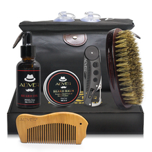 Beard Grooming Trimming Gift Set with Apron for Men, Beard Care Kit,Beard Oil Mustache Beard Balm, Brush Comb and Travel bag 2024 - buy cheap