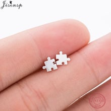 Jisensp Simple Puzzle Stud Earrings 100% 925 Sterling Silver Jewelry Fashion jigsaw Cartoon Stud Earrings for Women Kids brincos 2024 - buy cheap