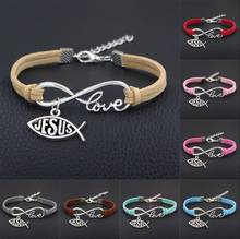 Fashion Jewelry Fast delivery Women Fish JESUS God Charm Bracelet Jewelry Mixed Velvet Rope Infinity Love 8 Bangles Women Gift 2024 - buy cheap