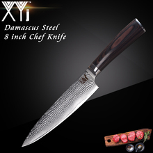 XYj 8 inch Chef  Kitchen Knives Damascus Steel Chef Knife Beauty Pattern Lightweight Effort Color Wood Handle Cooking Tools 2024 - buy cheap