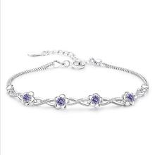 Everoyal Exquisite Zircon Purple Flower Bracelets Female Accessories Fashion Lady 925 Silver Bracelets Jewelry Girls Birthday 2024 - buy cheap