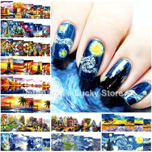 12 Sheets beauty water transfer nail art sticker decals nails decoration manicure tools retro oil painting style 102132 2024 - buy cheap