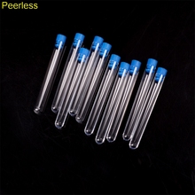 Peerless 10pcs 12*75mm Plastic Test Tubes Borosilicate Rimless Caps Lab Clear Supplies 2024 - buy cheap