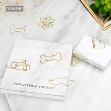 Marble Golden Profiled paper Clip Creative Minimalist Office Song Pin Hollowed Bookmark gold Paper Clips Gold Kawaii Accessories 2024 - buy cheap