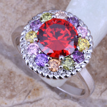 Anillo de plata Chapado en rojo, Multicolor, Adorable, talla 6 / 7 / 8/9, R0236 2024 - compra barato