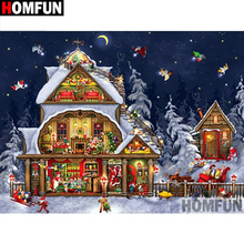 HOMFUN полностью квадратная/круглая дрель 5D DIY Алмазная картина "рождественский дом" 3D Алмазная вышивка крестиком домашний декор A20273 2024 - купить недорого