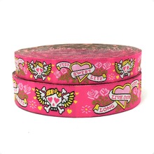 ZERZEEMOOY 5/8'' and 7/8" 16mm and 22mm 10yard/lots Pink Skull Tattoo Pink Tone Navy Tone Woven Jacquard Ribbon KTZD16040802 2024 - buy cheap