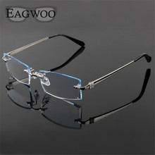 Homens de Óculos de Titânio puro Sem Aro Prescrição de Óculos de Leitura Miopia Photochromic Framless Largo Grande Espetáculo Eyewear 2009 2024 - compre barato