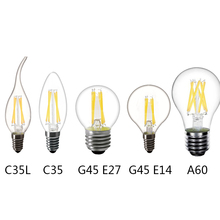 Lâmpada led para filamento c35 g45 a60, 360 graus, 220v, 230v, e14, e27 lâmpada de led cob para decoração 2024 - compre barato