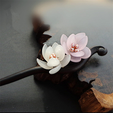 Ebony Hair Stick Fresh Water Pearl Azure Stone Flower Sticks Hair Pin Chinese Jewelry Vintage Wooden Hair Accessories WIGO0789 2024 - buy cheap
