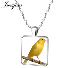 Ювелирные изделия JWEIJIAO для влюбленных птиц, желтое ожерелье с подвеской в виде желтых птиц, стеклянный кабошон, художественное фото, ожерелье в подарок CA29 2024 - купить недорого