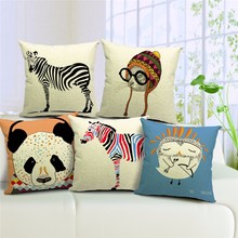 Cartoon Animal Style Black and White Zebra Print Cushion Cover Nature Linen Eco-friendly & Healthy Pillow Case Kids Gift 2024 - buy cheap