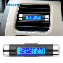 Termómetro automático 2 en 1 para coche, reloj de tiempo, calendario, pantalla LCD azul, retroiluminación Digital con Clip, accesorios Automotrices 2024 - compra barato