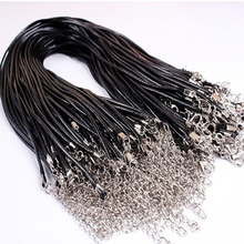 Necklace Rope 45cm Chain Lobster Clasp 2mm Black Wax Leather Wholesale 100pcs Free Shipping Thread For DIY Jewelry Accessories 2024 - buy cheap