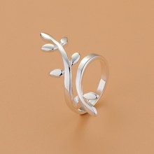 Женское кольцо с посеребренным покрытием, открытое обручальное кольцо с листьями и листьями, ювелирное изделие, для женщин, по оптовой цене 2024 - купить недорого