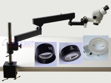 FYSCOPE-Binocular articulado 7X-45X 3.5X-90X, abrazadera de brazo, microscopio con Zoom, 144LED 2024 - compra barato