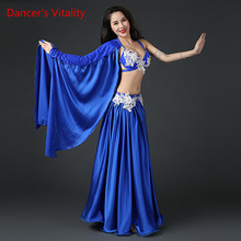Lady Women Belly Indian Oriental Dance Single Sleeve Sling Bra Diamond Skirt Suit Competition Practice Costume Rumba Dancewear 2024 - buy cheap