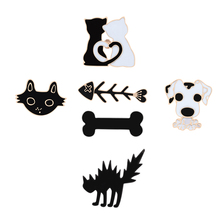 Broche de dibujos animados de gato, perro, Animal, adorable, hueso de pescado, alfileres de esmalte de Metal, joyería, mochila, sombrero, insignia, regalo 2024 - compra barato