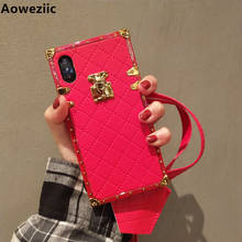 Aoweziic роскошный брендовый кожаный чехол для iPhone 11 pro max xr xs max, чехол для телефона, задняя крышка 6s 7 8 Plus, мягкий чехол из искусственной кожи с ремешком 2024 - купить недорого