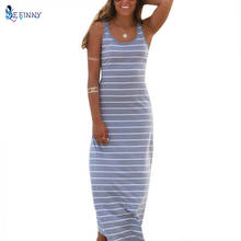 Women Striped Boho Long Maxi Sleeveless Beach Vest Dress Sexy Ladies Casual Dress Vestidos 2024 - buy cheap