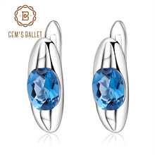 GEM'S BALLET 1.57Ct Natural London Blue Topaz Stud Earrings Pure Genuine 925 Sterling Silver Brand Earrings Women Fine Jewelry 2024 - buy cheap