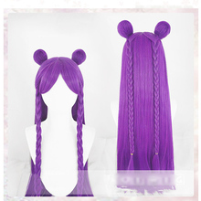 K/DA Kaisa Long Purple Braid Wig With Bun Cosplay Costume KDA Kai'Sa Women Heat Resistant Synthetic Hair Party Wigs +Wig Cap 2024 - buy cheap
