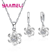 Fashion Women 925 Sterling Silver Jewelry Pendants Cubic Zirconia Necklaces Earrings Wedding Engagement Set Accessories 2024 - buy cheap