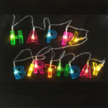 Luzes de led de happy birthday, luzes para decoração de quartos, festas de aniversário 2024 - compre barato