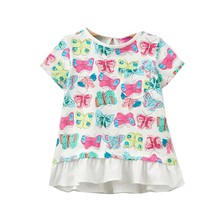 Little Maven New Summer Kids Clothing Short O-neck Butterfly Printed Falbala  Lady Knitted Cotton Quality Girls Casual  Tshirt 2024 - buy cheap