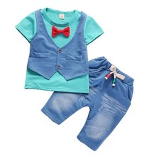 Summer Children Boys Girl Cotton Clothes Baby Bow Tie T-shirt Shorts 2Pcs/Sets Kids Fashion Clothing Sets Toddler Tracksuits 2024 - buy cheap