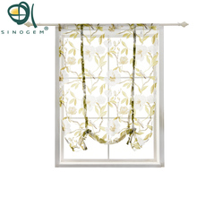 Tie Up Rod Pocket Kitchen Tree Birds Floral Print Sheer Curtains for Kitchen 1 Tulle Balcony Curtain Panel Sinogem Brand 2024 - buy cheap