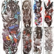 Tatuagem temporária king tigre, 48x17cm, grande, para homens, mulheres, corpo grande, braços, pernas, tatuagem falsa, à prova d'água, papel, meninas e meninos 2024 - compre barato