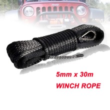 High quality 5mm x 30m synthetic winch lines uhmwpe rope with sheath car accessories free shipping 2024 - buy cheap