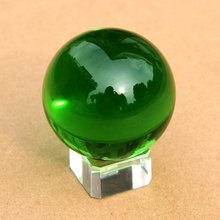 Мода 40 мм зеленый хрустальный шар круглый стеклянный искусственный кристалл лечебная Сфера с подставкой для украшения дома 2024 - купить недорого