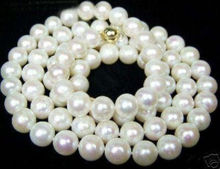 FREE SHIPPING8-9mm AAA White Freshwater Cultured Pearl Necklace 18"  Gold Clasp AAA 2024 - buy cheap