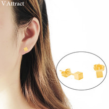 V Attract 10pairs/lots 2018 Geometric Jewelry Oorbellen Gold Rose Gold Vintage Tiny Cube Stud Earrings for Women 2024 - buy cheap