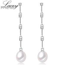 925 Sterling Silver Freshwater Pearl Earrings,Drop Ethnic Earrings Wedding For Women,Real Pearl Long Earrings Girl Gift  2024 - buy cheap