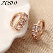 ZOSHI Unique Square Shaped Piercing Huggie Hoop Earring for Women Gold Earings Round Jewelry pendientes mujer moda 2018 2024 - buy cheap